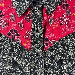 Floral Western Shirt Black and Red